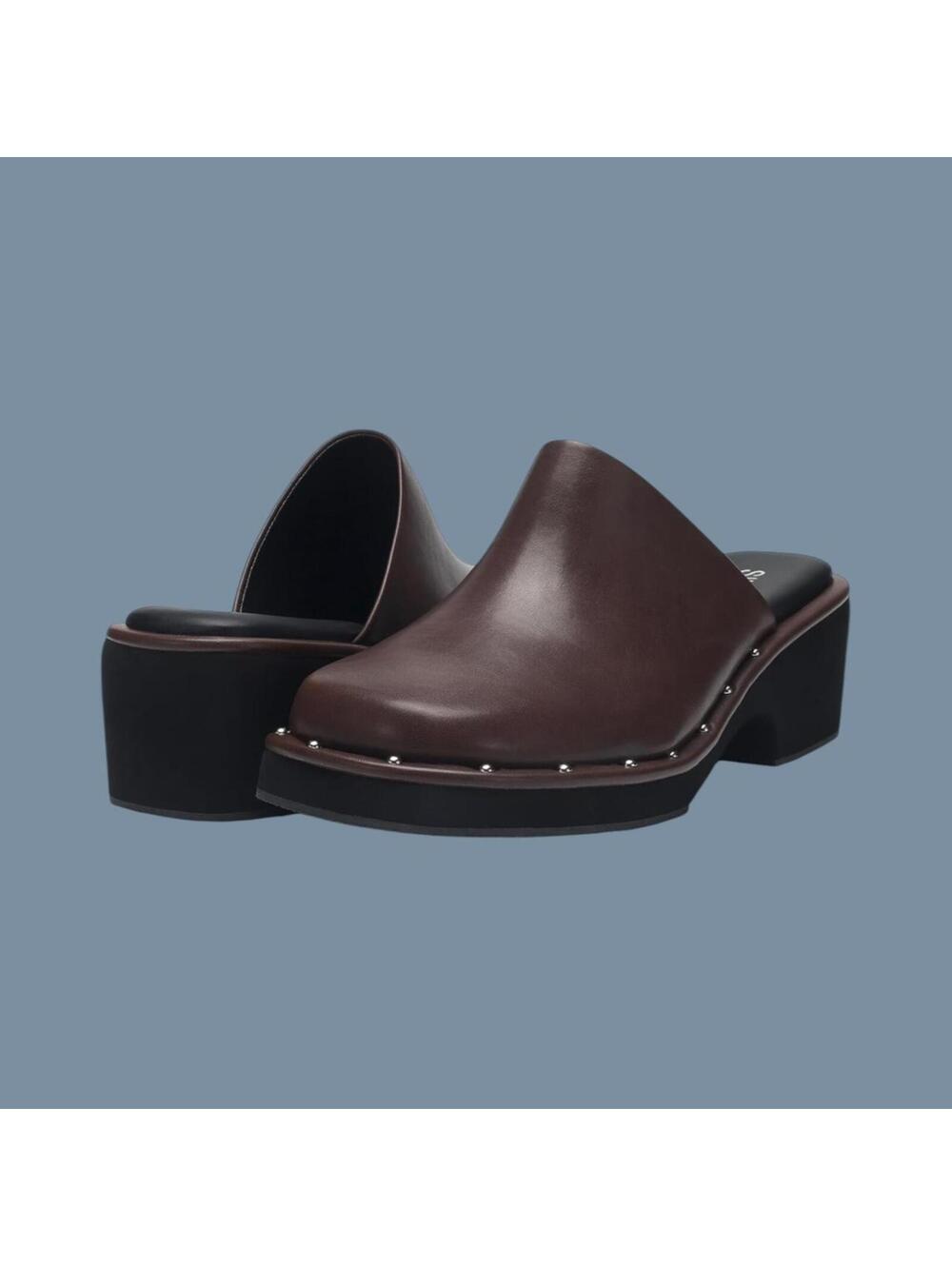 Sikelo Brown Leather Studded Platform Mules